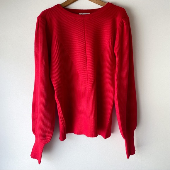 Just In// Bubble Over Ribbed Knit Sweater -Red - Picture 7 of 9